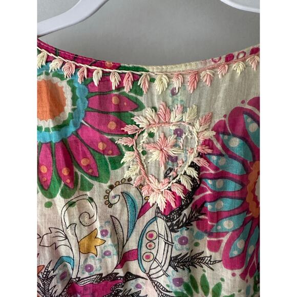 RaJ Swim suit cover up XL Cotton embroidered floral tunic Resort wear - Picture 4 of 8
